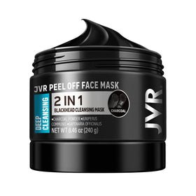 JVR charcoal mask front tube showing product packaging and clear labeling benefit