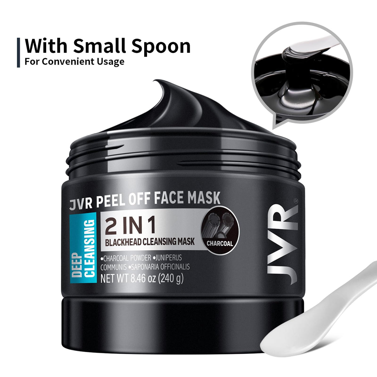 JVR charcoal mask lifestyle bathroom setup showing ready-to-use skincare routine benefit