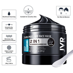 JVR charcoal mask texture closeup displaying smooth spreadable formula for easy use