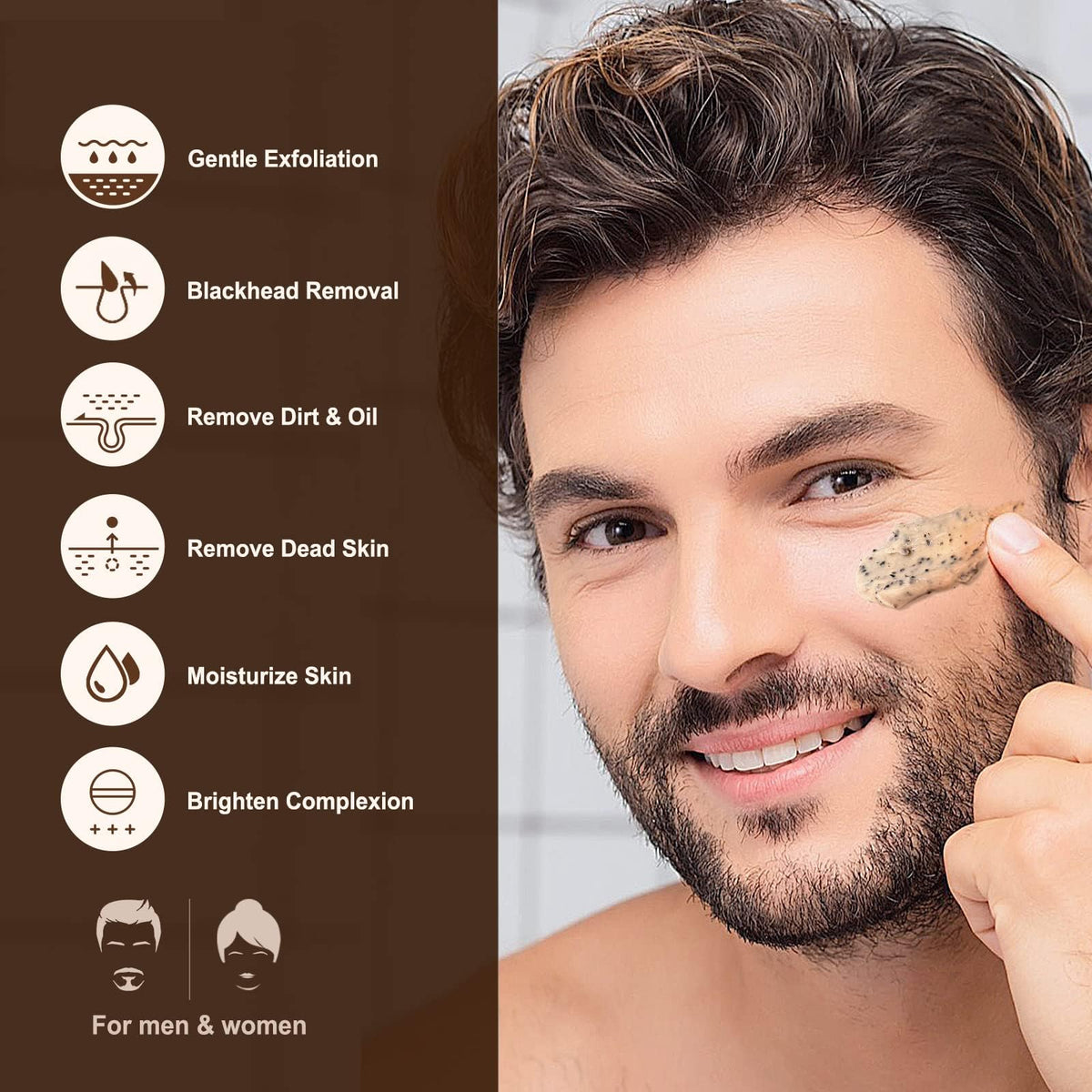 JVR coffee-bean texture closeup highlighting exfoliant grains and deep-cleansing action