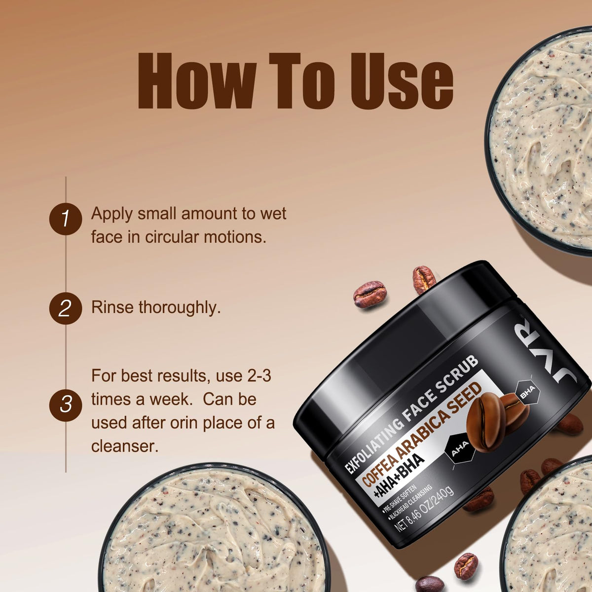 JVR included spoon dispensing scrub for measured, mess-free application