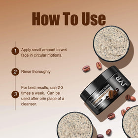 JVR ingredients label closeup showing AHA BHA and coffee extract benefits