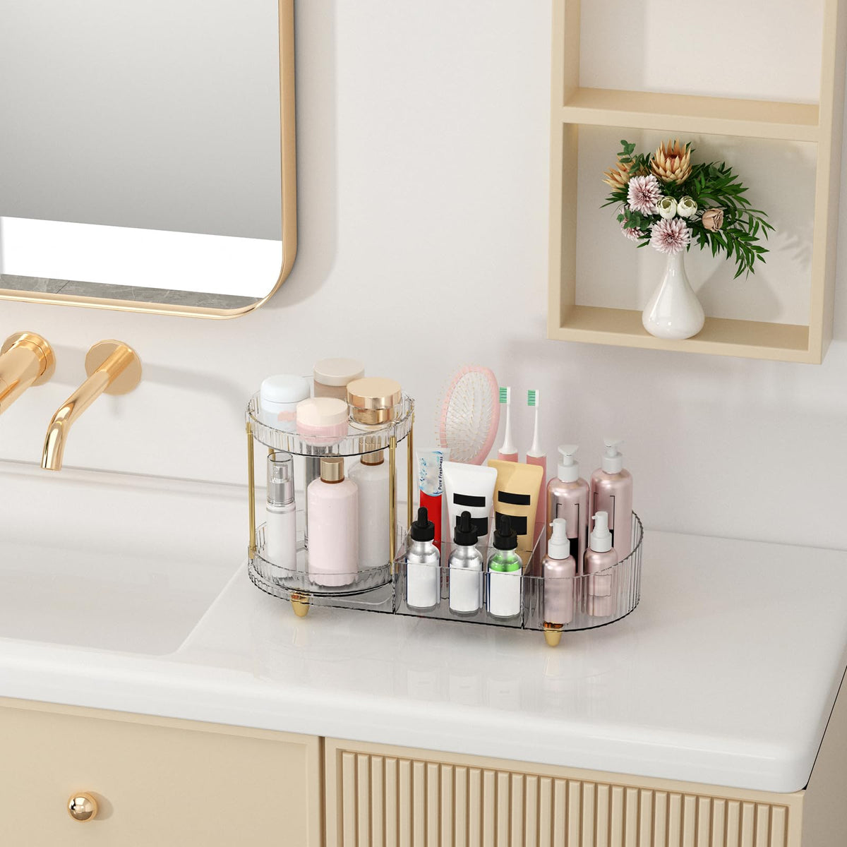 Jywantful next to perfume bottle showing compact size saving space