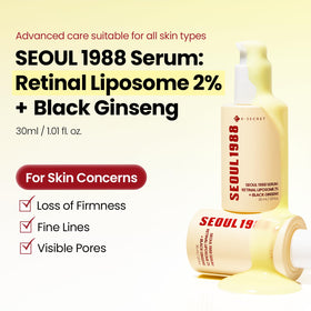 K-SECRET label close-up highlighting retinal 2% and key active ingredients