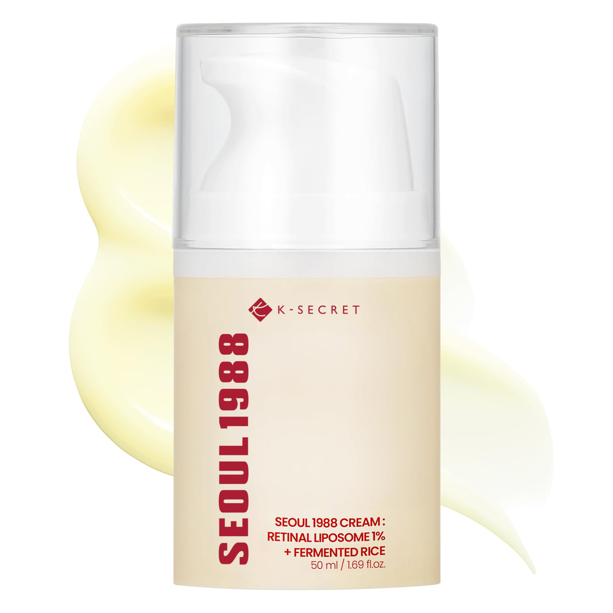 K-SECRET front packaging showing 50ml pump, communicates quality and ease of use