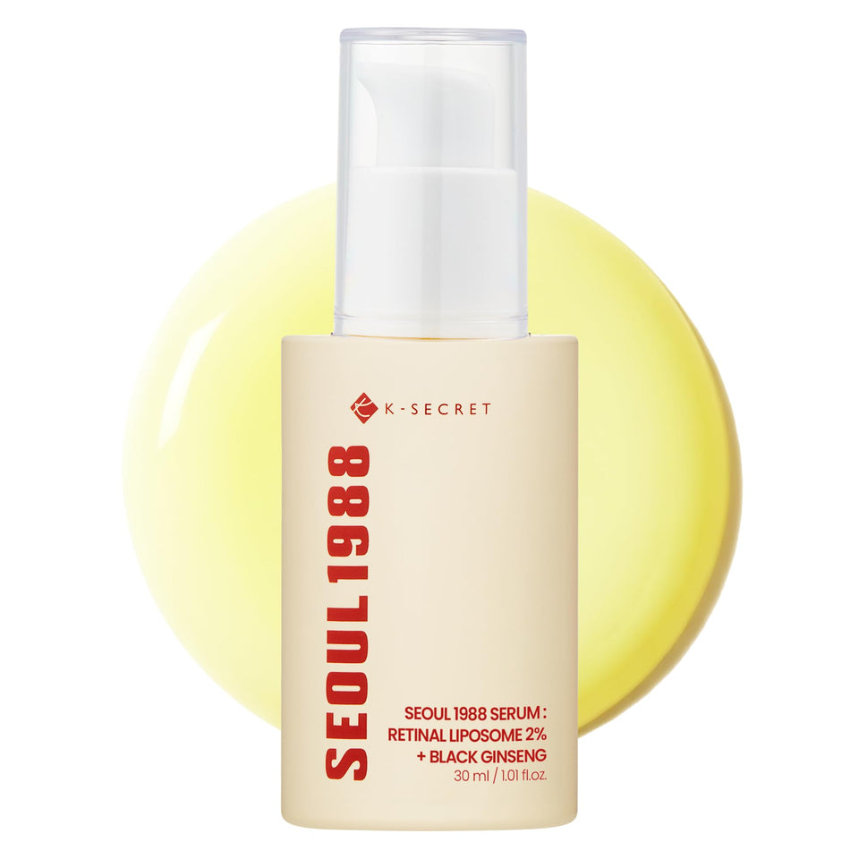 K-SECRET front bottle view showing sleek serum packaging and premium finish
