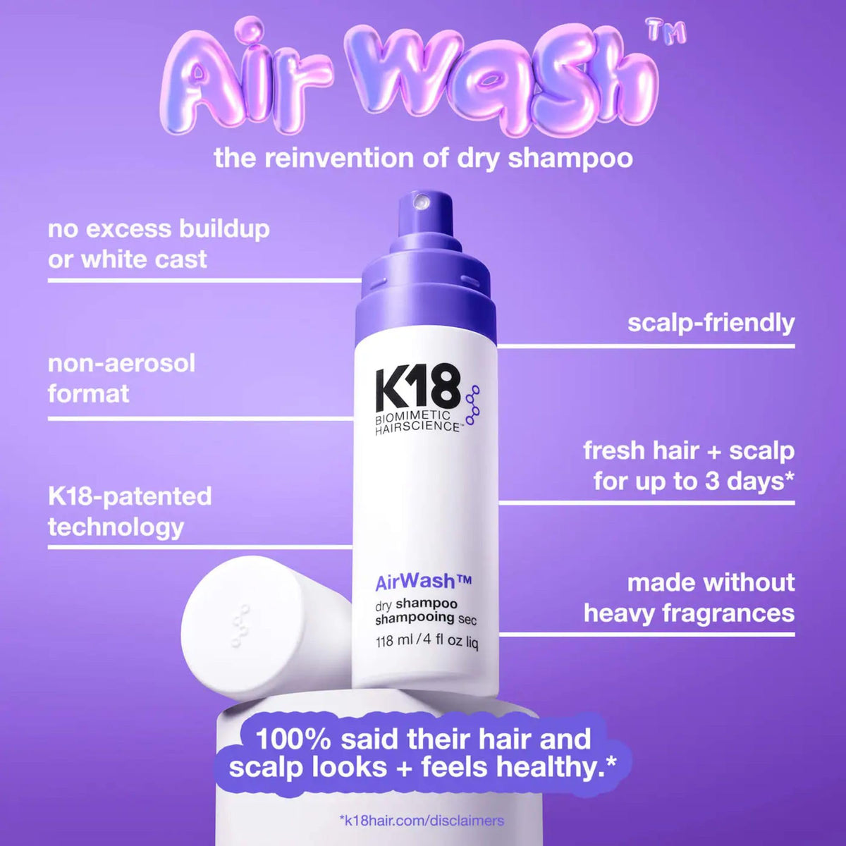 K18 AirWash nozzle close-up highlighting non-aerosol spray for controlled application