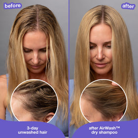 K18 AirWash held in hand to show 4 fl oz scale and travel convenience
