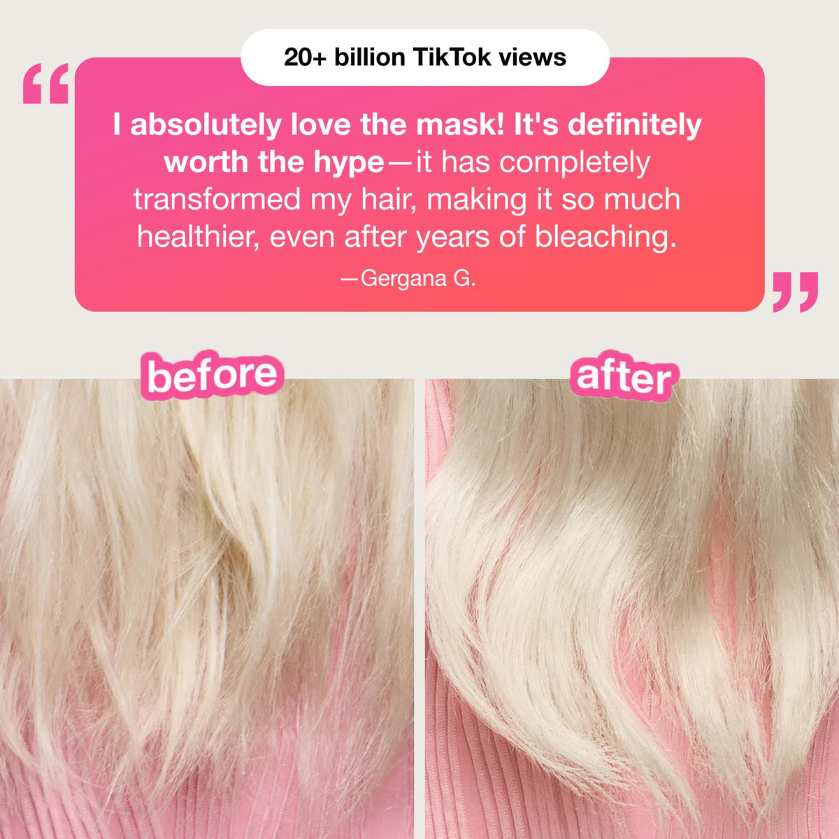 K18 before and after hair strand comparison showing restored strength
