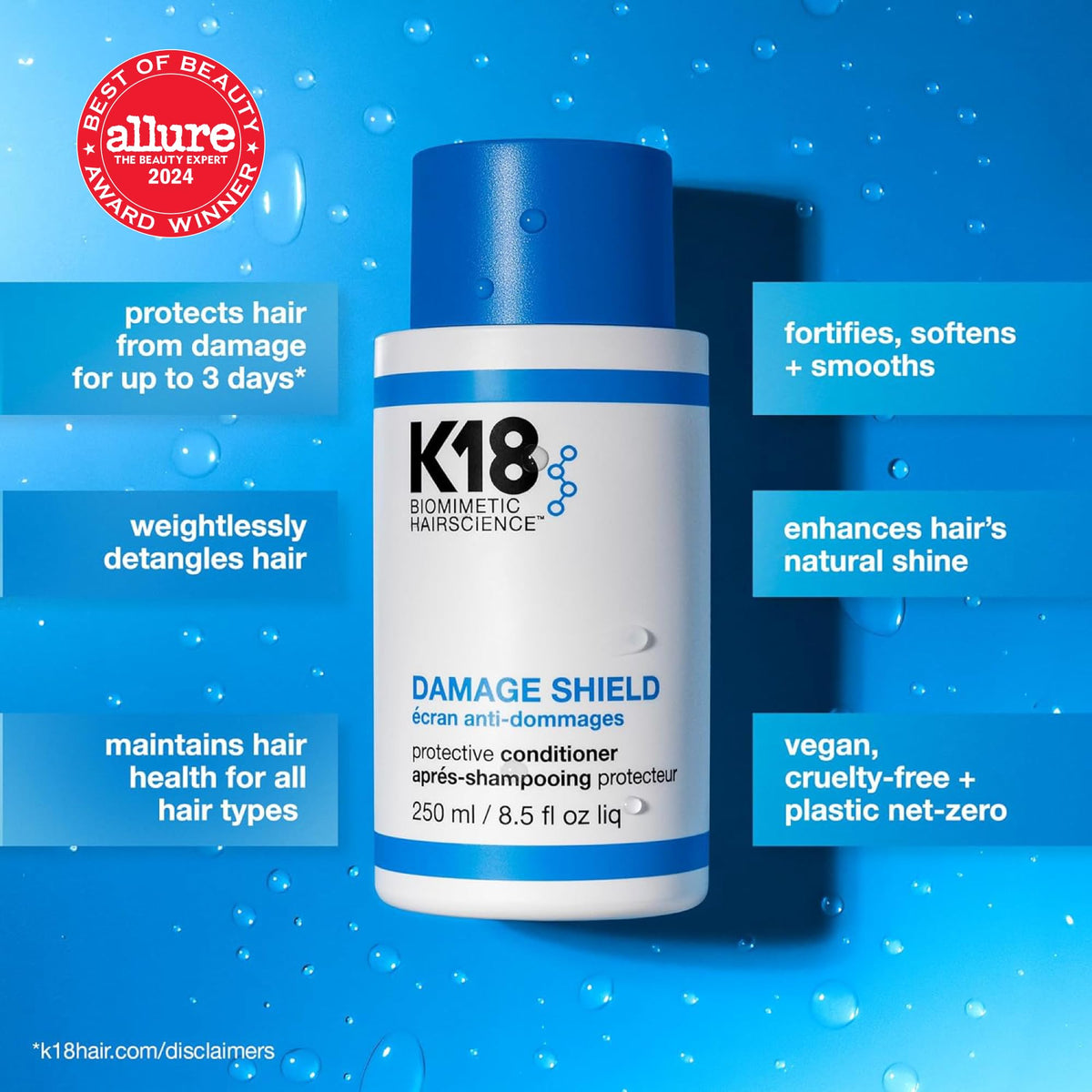 K18 conditioner texture closeup demonstrating creamy, lightweight formula