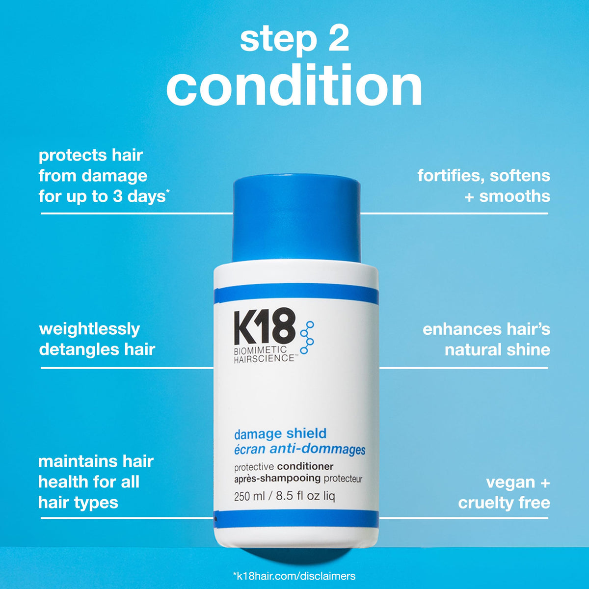K18 bottle label detail highlighting ingredient transparency benefit