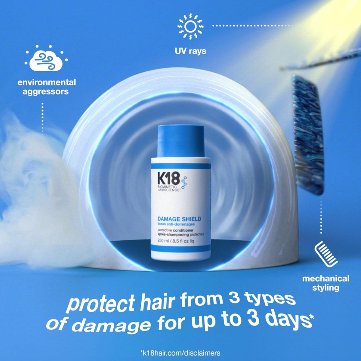 K18 conditioner in-shower application protecting hair during rinse