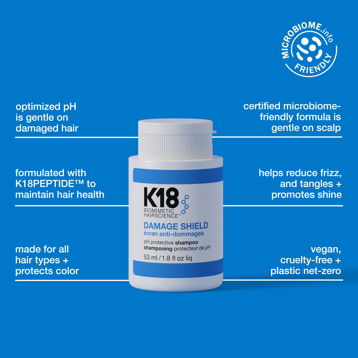 K18 ingredient label highlight showing K18PEPTIDE and color-safe benefit