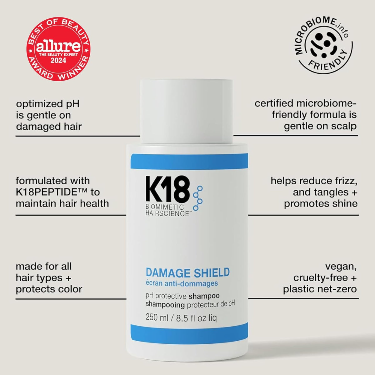 K18 shampoo foam texture on hand demonstrating gentle lather and smoothing