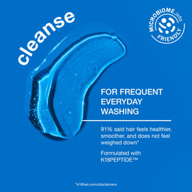 K18 shampoo foam texture demonstrating gentle cleansing and lather