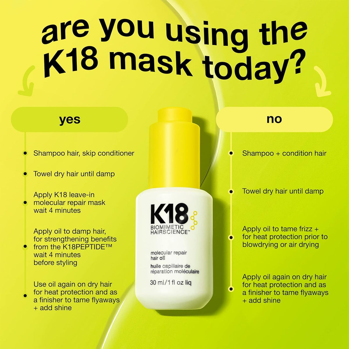 K18 heat protection demo with styling tool illustrating shielded hair