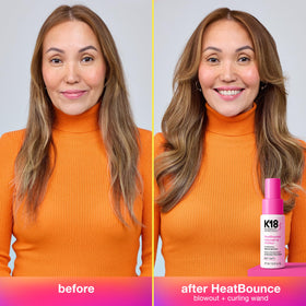 K18 HeatBounce spray texture on hand highlighting quick-absorbing conditioning benefit