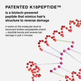 K18 label close-up showing K18PEPTIDE and ingredient clarity for trust