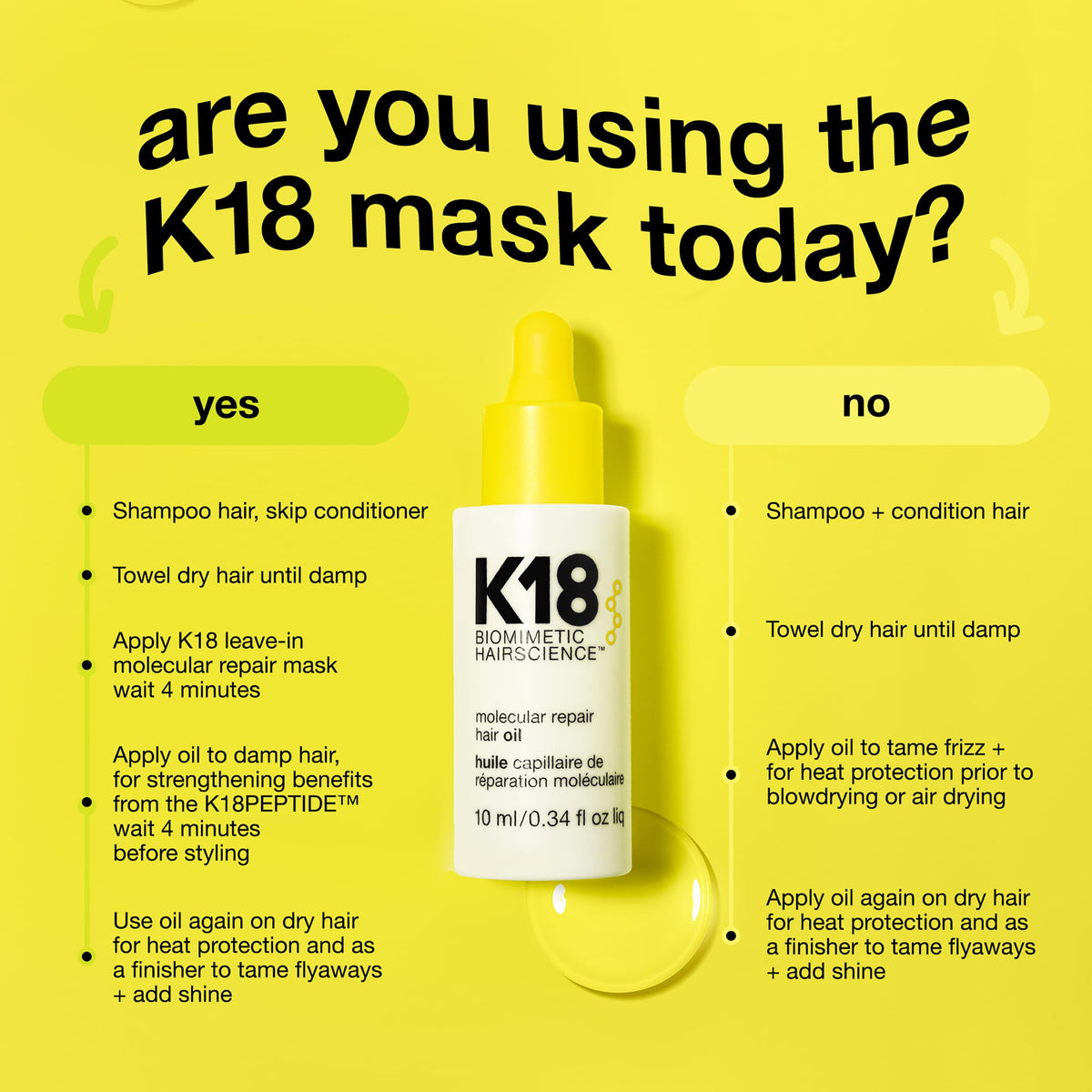 K18 bottle next to a hand for size perspective and portable treatment benefit