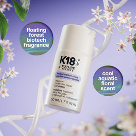 K18 cream texture close-up illustrating lightweight repair formula and spreadability