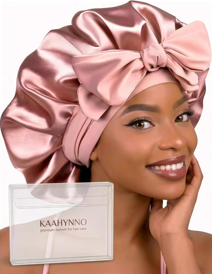KAAHYNNO front view of blush pink bonnet showing smooth finish and coverage benefit