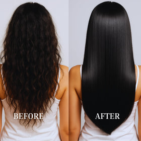 Kachita Spell before and after hair photo showing reduced frizz and improved shine benefit