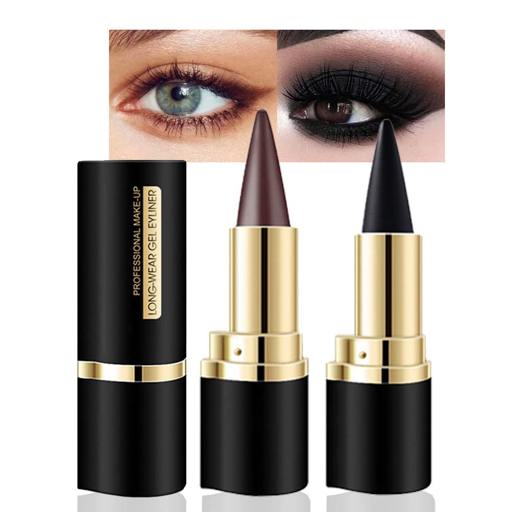 Kaely front packaging showing black and brown pencils, convenient travel size benefit