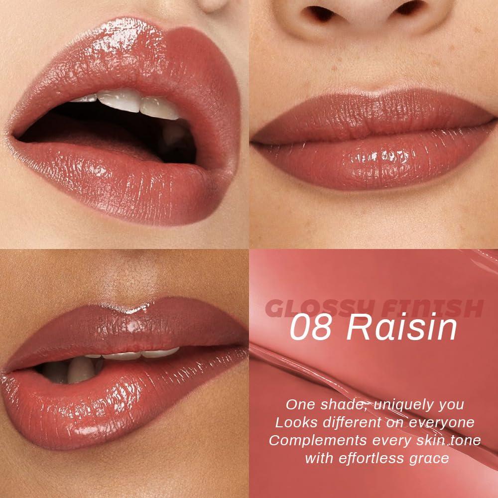 Kaely on lips application showing sheer raisin-honey color and moisture benefit