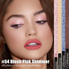 Kaely arm swatch of blush pink shimmer demonstrating true pigment payoff
