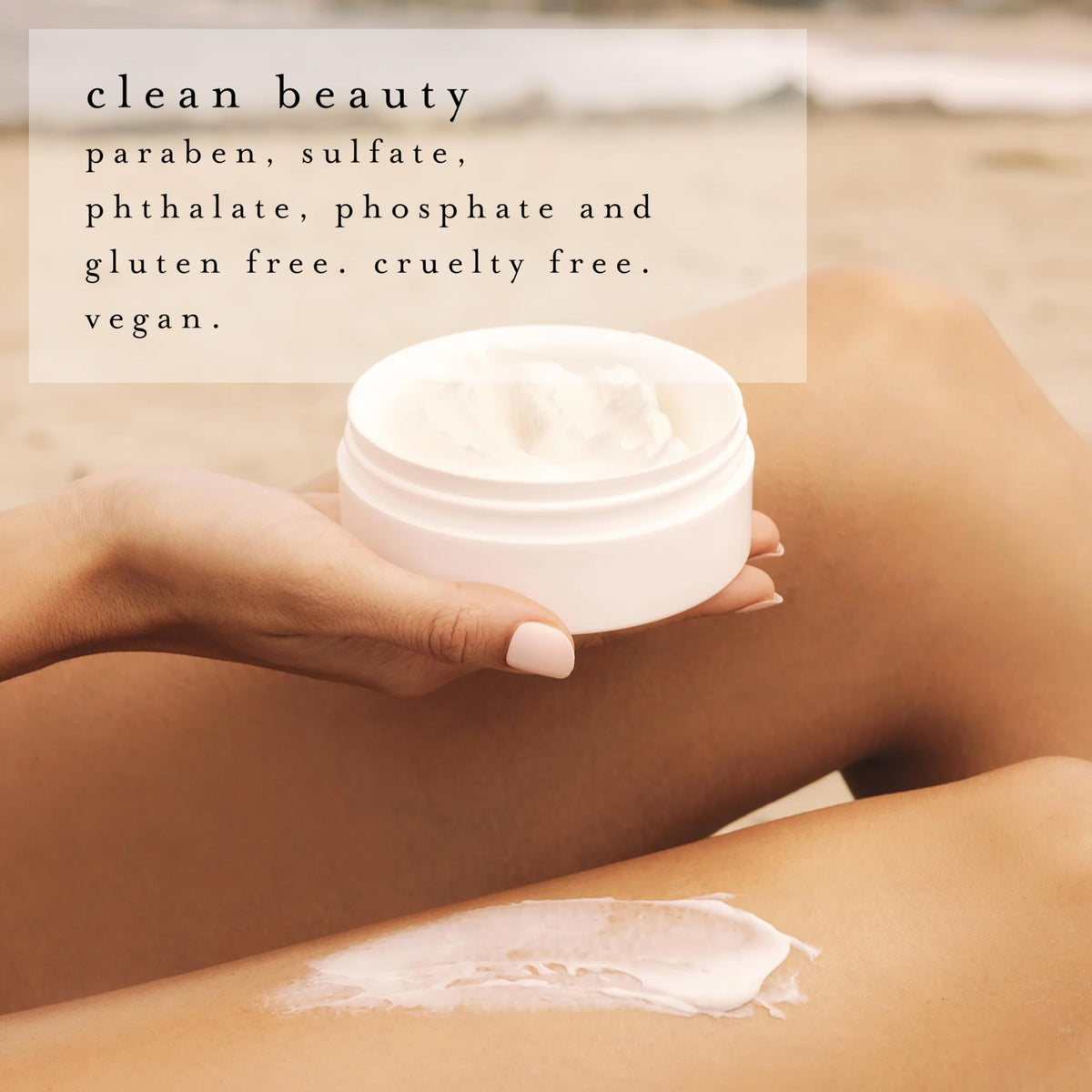 kai applying body butter to forearm showing instant smoothing benefit