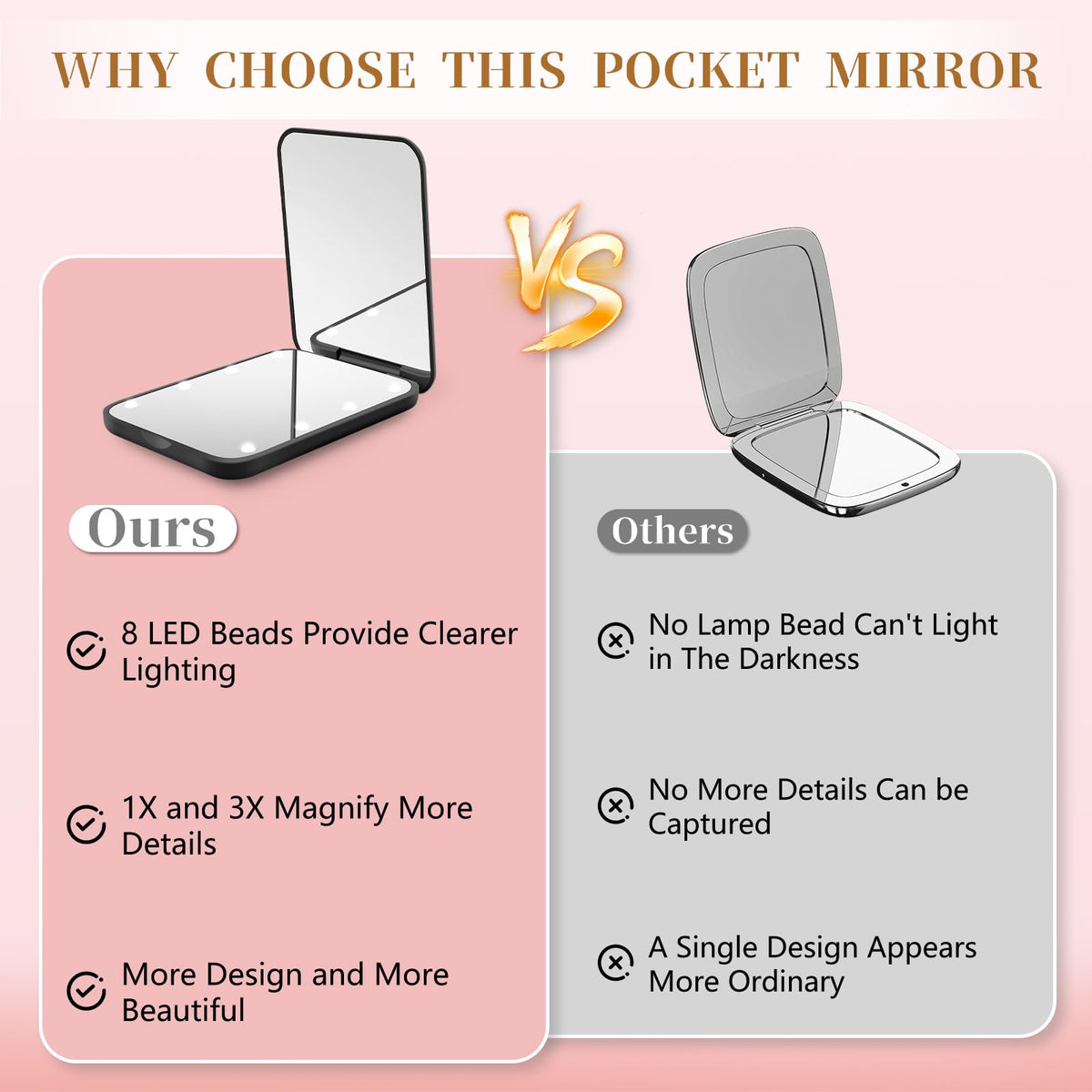 Kakuje black casing texture close-up showing durable finish that protects mirror glass