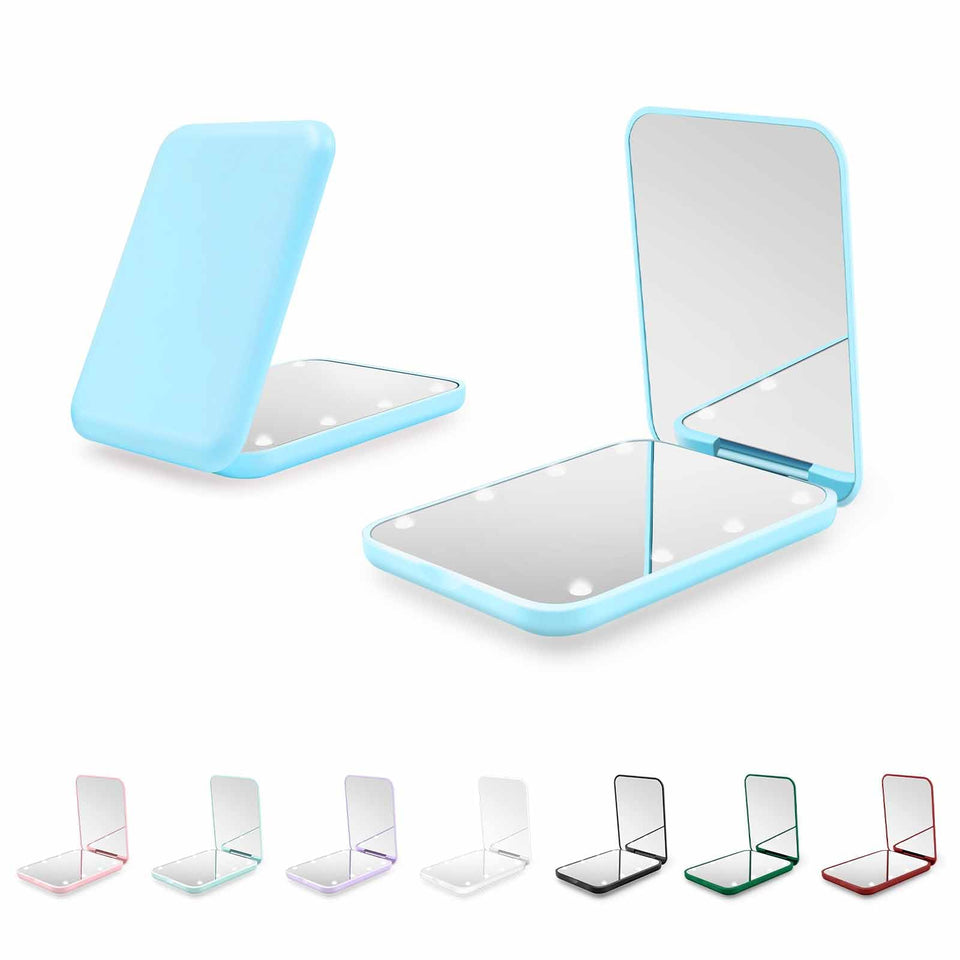 Kakuje compact mirror closed front view shows sleek portable design and easy carry benefit