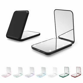 Kakuje compact mirror front view showing sleek black design and closed profile benefit portability