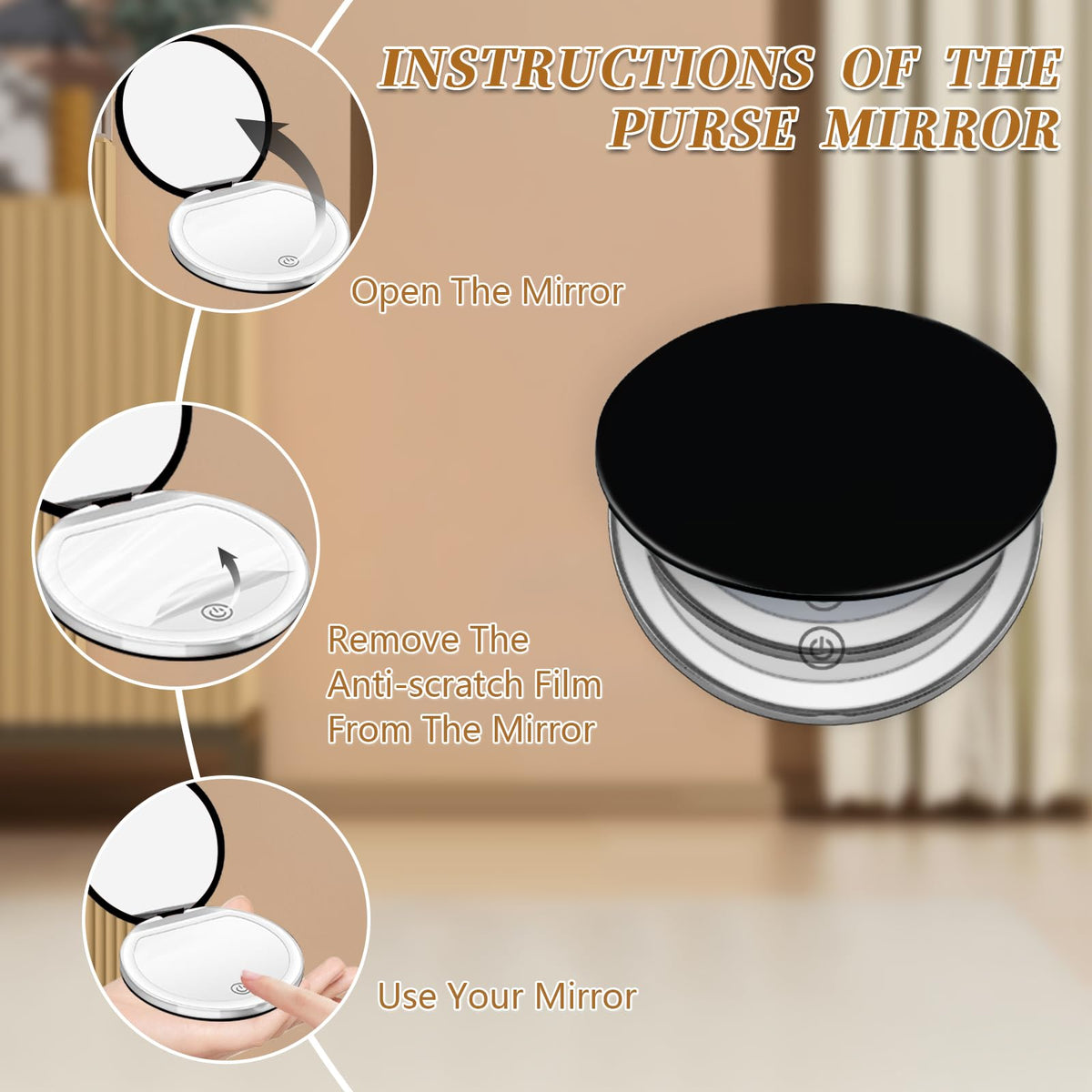 Kakuje mirror LED light on illuminating face for clearer makeup application