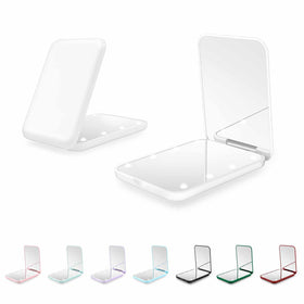 kakuje front closed white compact mirror, sleek design and portability