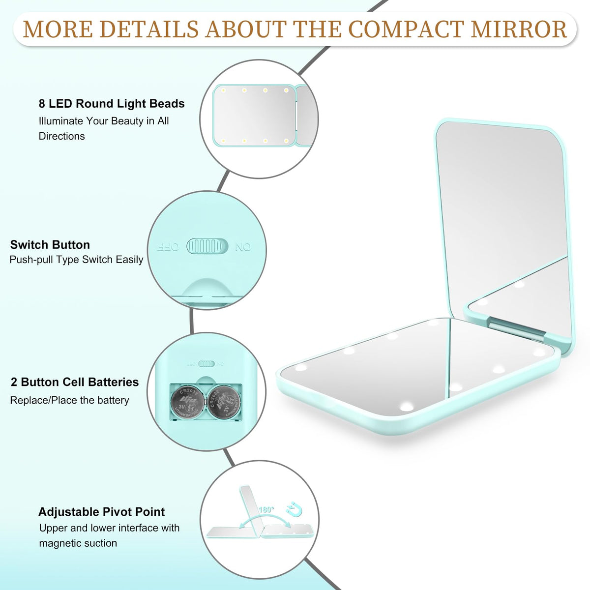 Kakuje LED light and power button close-up provides clear illumination benefit