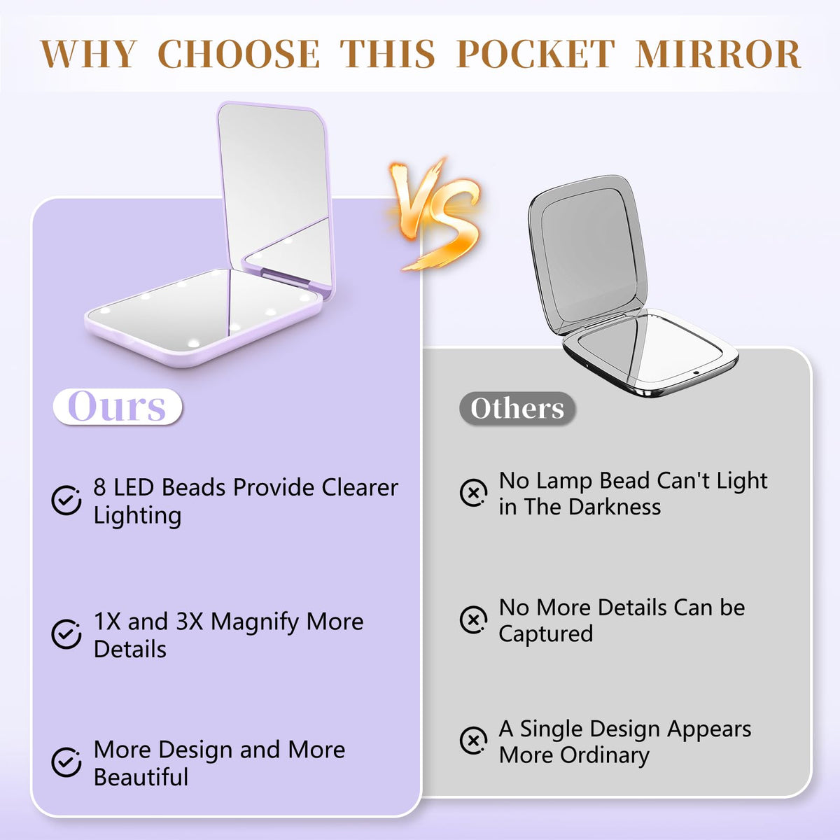 Kakuje mirror inside a purse for travel-ready touch-ups benefit
