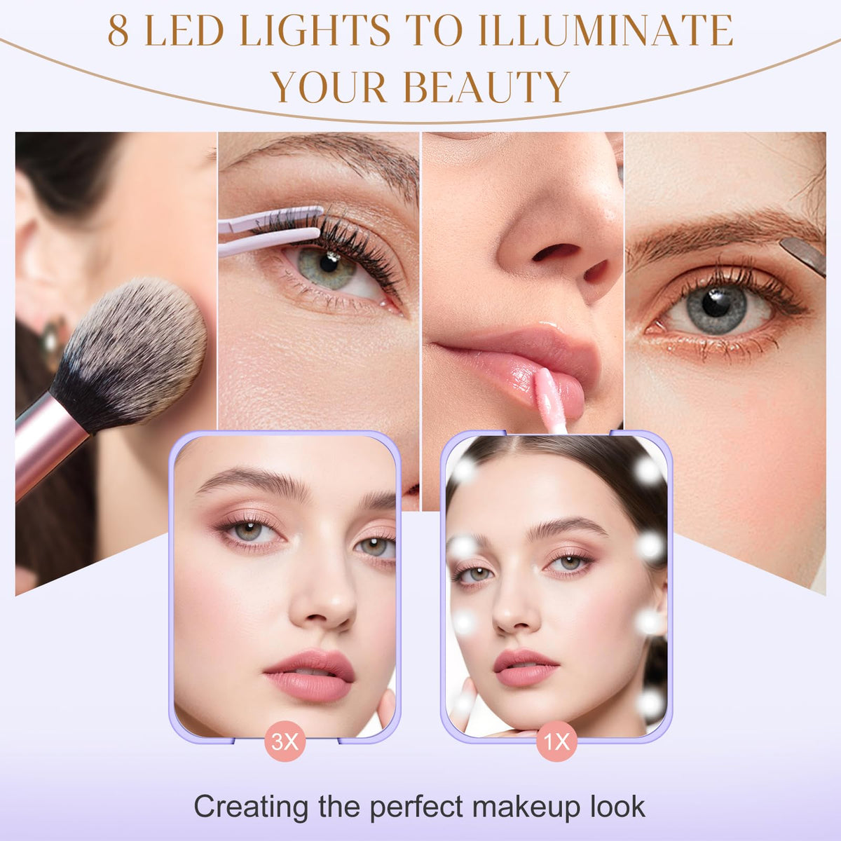 Kakuje mirror illuminated LEDs for clear makeup visibility benefit