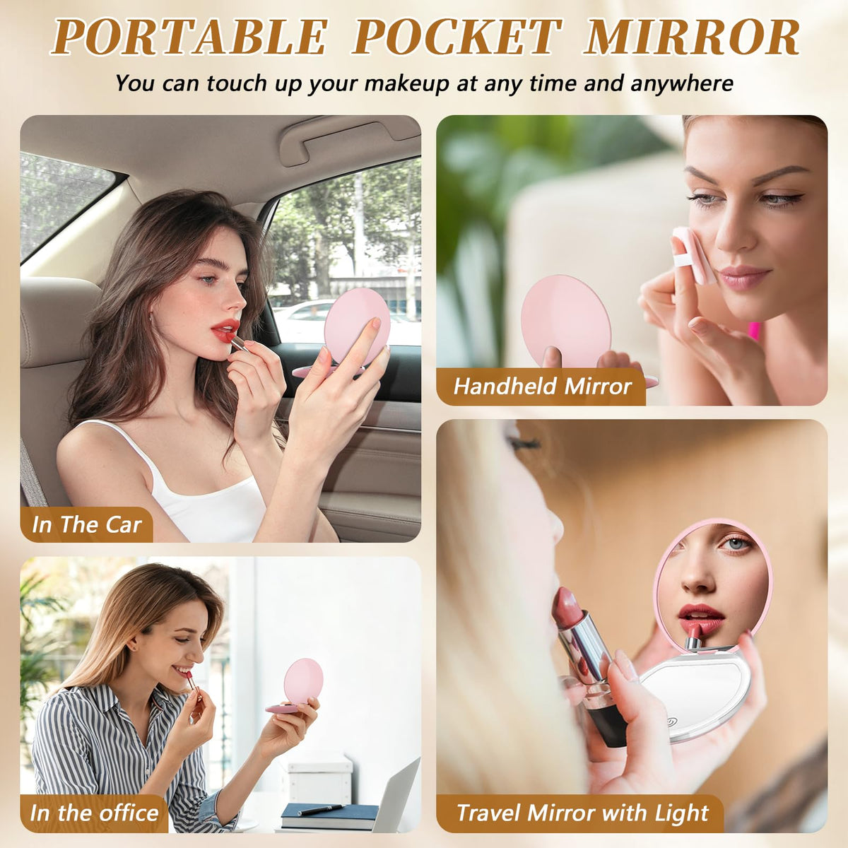 Kakuje open double-sided mirror showing 1x and 3x magnification for precise grooming