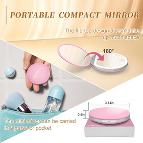 Kakuje mirror in hand and purse showing compact travel-friendly size