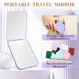Kakuje compact mirror in hand to show scale and pocketability benefit