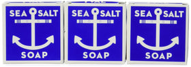 Kala front packaging of three sea salt soap bars showing product and sustainable badge benefits