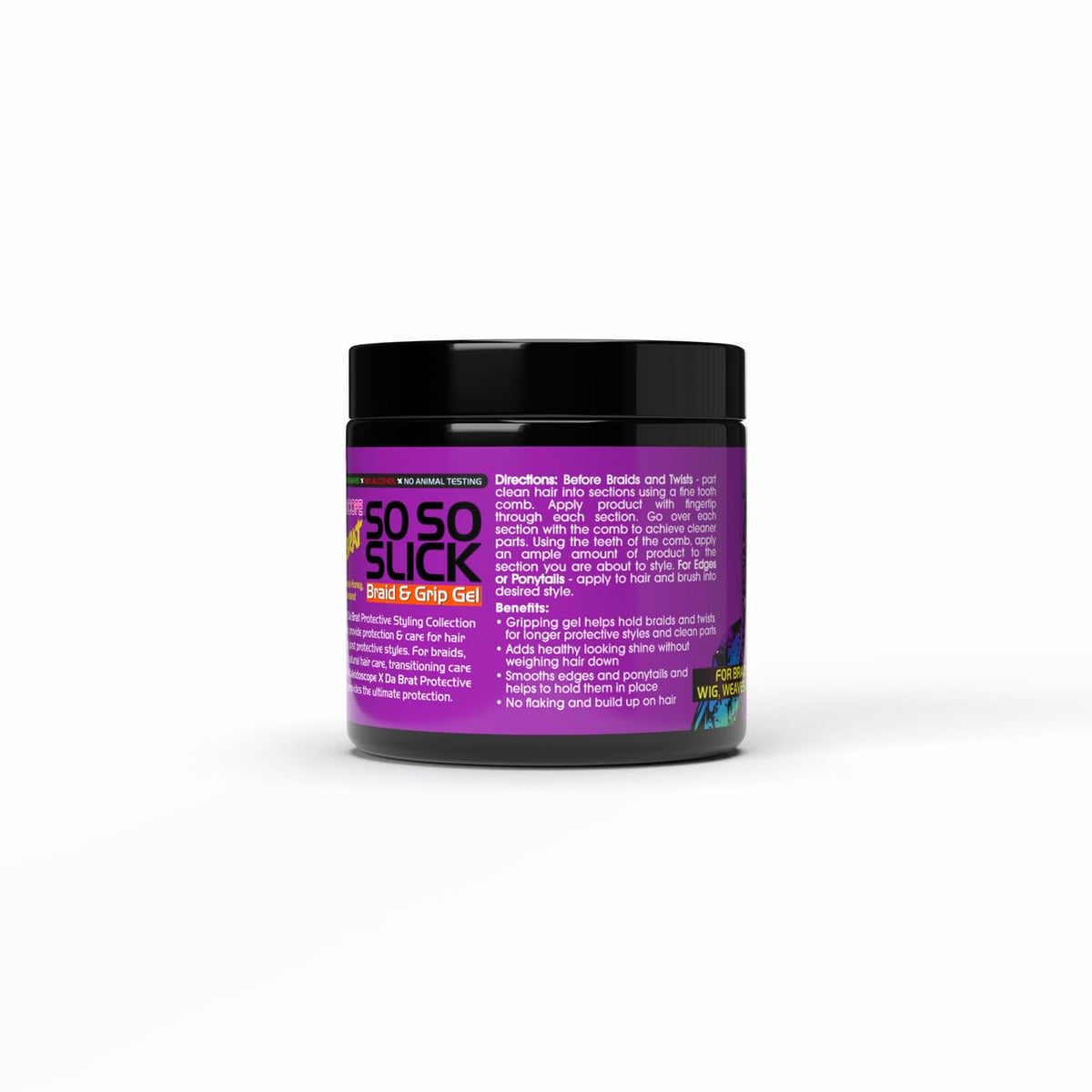 Kaleidoscope Da Brat gel in use during braiding showing firm grip and polished braid finish