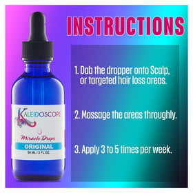 Close-up of Kaleidoscope Miracle Drops dropper dispensing oil showing easy targeted application