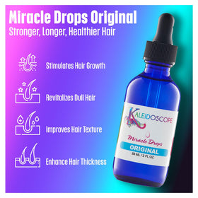Applying Kaleidoscope Miracle Drops to scalp with fingertips illustrating targeted scalp care