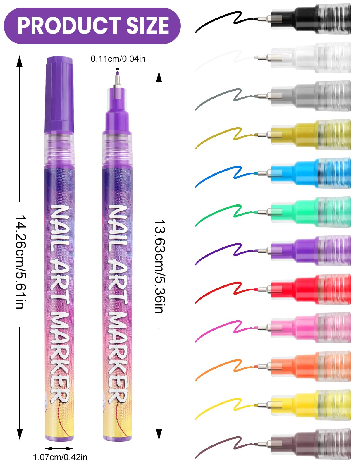 Kalolary close-up of 0.5mm fine tip for precise nail details