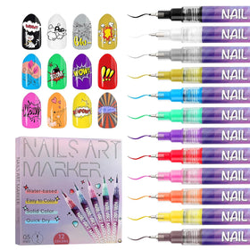 Kalolary front packaging showing 12 vibrant nail art pens and benefits