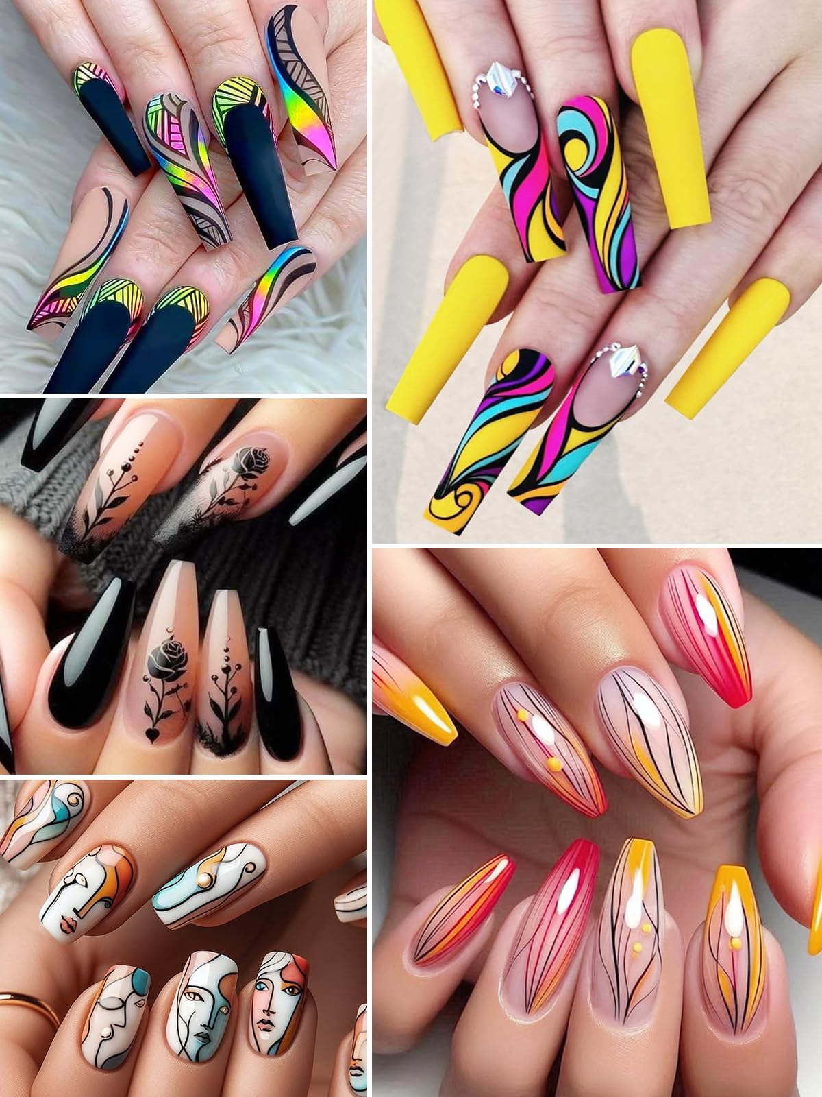 Kalolary pen drawing floral manicure showcasing easy control