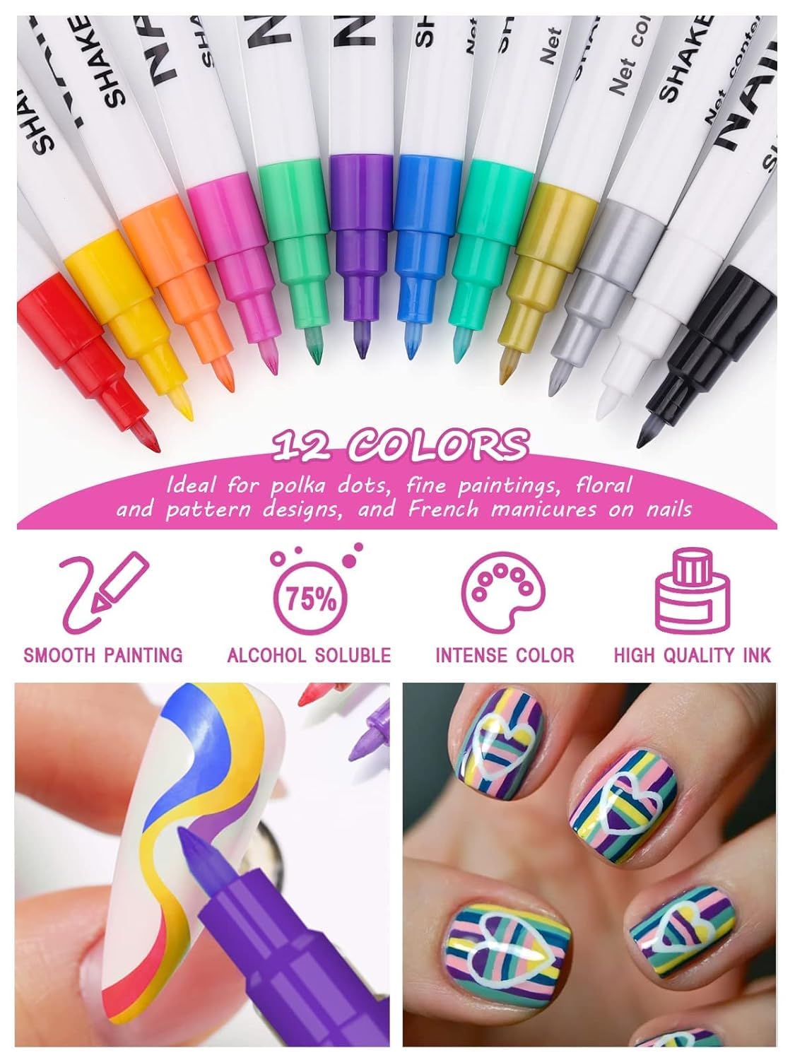 Kalolary pen tip closeup showing fine nib for precise nail detailing