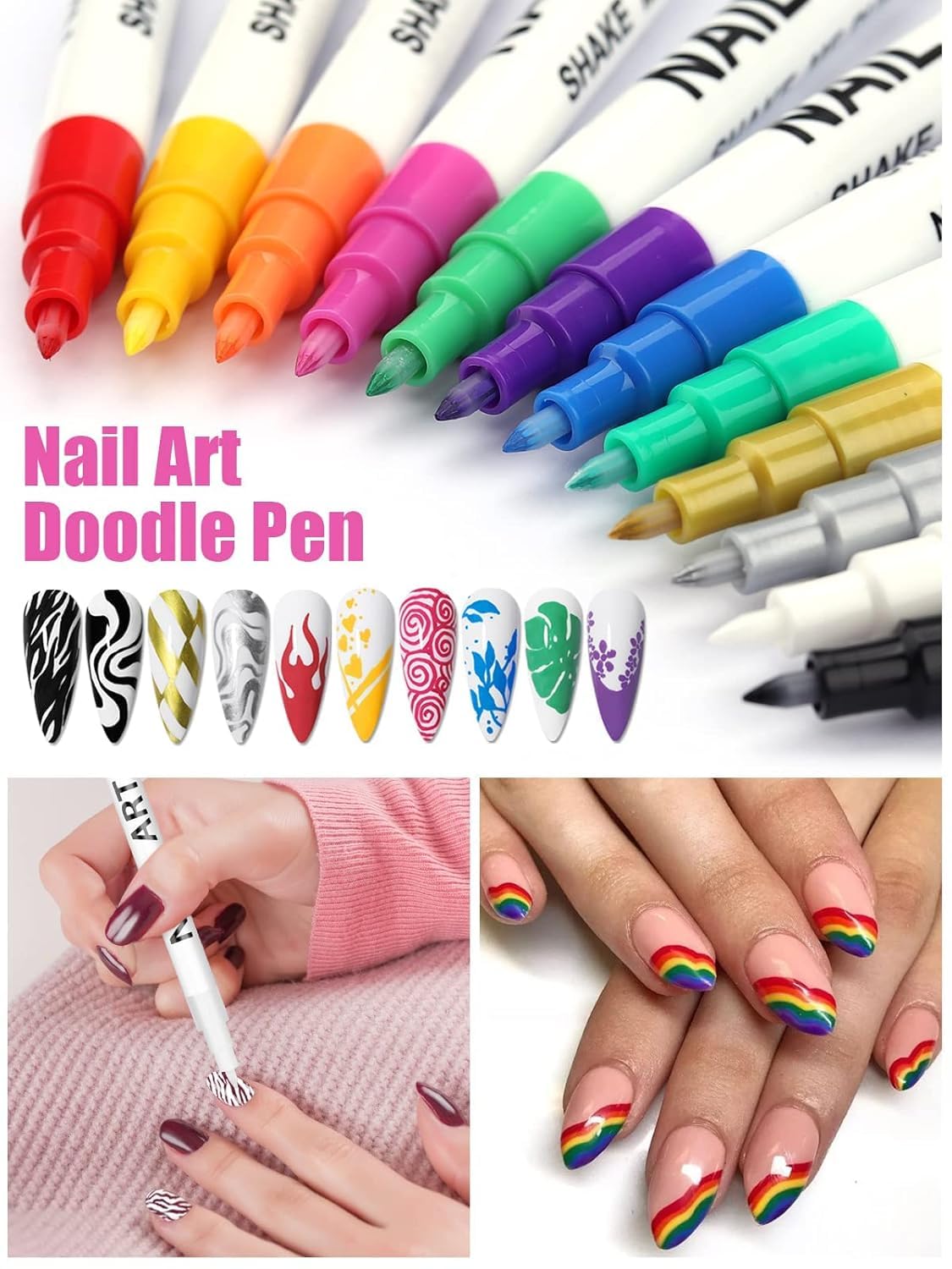 Kalolary pens next to fingertips showing scale and ergonomic size